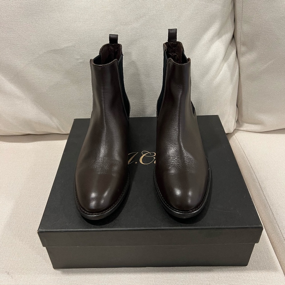 J Crew Chocolate Chelsea Ankle Boot Size 8